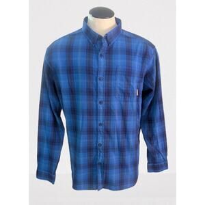 Men's Columbia Blue Plaid Lightweight Button Down Shirt XL
